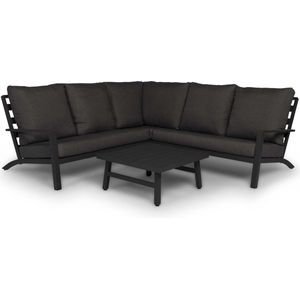 Axel | Hoekset Loungeset Tuinset Dining Set | Industrieel | Grijs / Zwart | 5 Zitplaatsen | Modern