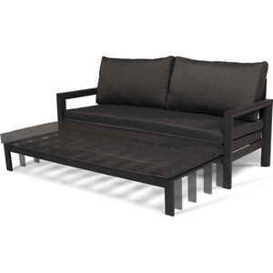 Loungebed | Daybed | Uitschuifbare Tuinbank | 185 cm | Zwart | Hoogwaardige Kwaliteit | Loungebank