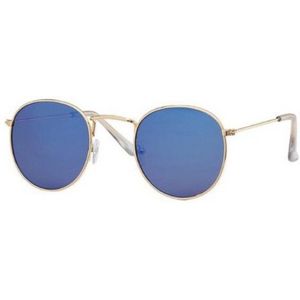 Hidzo Ronde Zonnebril Goudkleurig - UV 400 - Blauwe Glazen