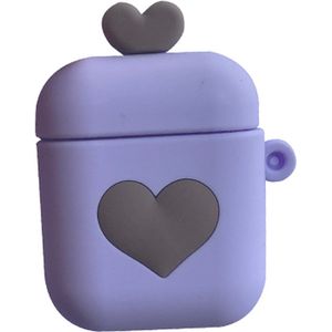 Hidzo Hoes voor Apple's Airpods 1/2 - Hartje - Paars - Siliconen
