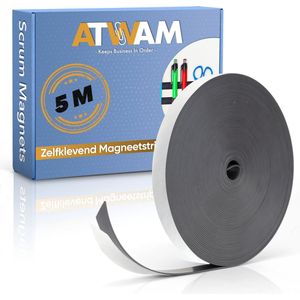 ATWAM Magneetband met Plakstrip - 5 Meter Lang - Magneetstrip - Magneet Tape - Magnetisch Tape - Zelfklevend - Zwart