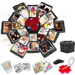 AWEMOZ Explosion Box - Foto box - Mystery Box - Unieke Geschenkdoos - Explosie box - Foto Doos - Knutselen - Incl. Kleuren Pennen en Stickervellen - Moederdag cadeautje