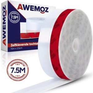 AWEMOZ Tochtstrip 7,5 Meter Lang x 2,5 cm Breed - Tochtstrips voor Deuren - Zelfklevend - Tochtstopper - Tochtrol - Tochtband - Tochtwering - Hoogwaardig Siliconen