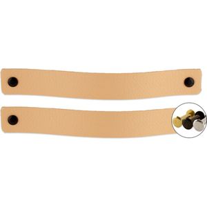 Brute Strength - Leren handgrepen voor meubels - Naturel - 2 stuks - 20 x 2,5 cm - Kast handgreep, Deurklink voor keuken, badkamer, kasten, dressoir, hout