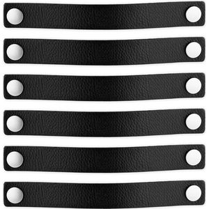 Brute Strength - Leren handgrepen voor meubels - Zwart - 6 stuks - 25 x 3 cm - Kast handgreep, Deurklink voor keuken, badkamer, kasten, dressoir, hout