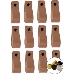 Leren handgrepen - Taupe - 24 stuks - 16,5 x 2,5 cm - incl. 3 kleuren schroeven- Handgrepen leer - Leren meubelgreep - Leren handvaten kast - Leren lus - Handgreep kast leer - Leren greepjes - Handvat leer - Leren deurgreep - Leren handgreep