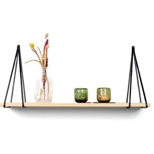 Leren plankdragers gesplitste draden - Zwart - 2 stuks - Echt lederen planken dragers - plank dragers