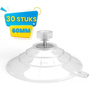 Brute Strength - 30 x Zuignap met schroefdraad - 60MM M4x10 - Zuignap met haak alternatief voor raamfolie - zuignappen zonwering - zuignap haakjes - moer – bout - glas - ophanghaken