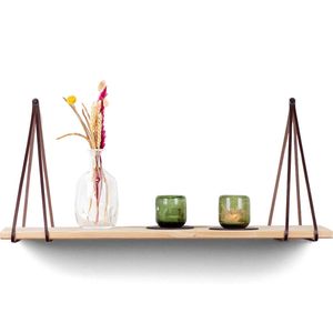 Leren plankdragers gesplitste draden - Bruin - 4 stuks - Echt lederen planken dragers - plank dragers