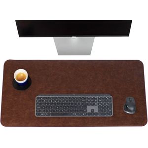 Brute Strength - Luxe Bureau Onderlegger Kunstleer - Cognac - ronde hoeken Bureau Organizer - 80x40 cm - Bureaumat - Kantoor accessoires - Computer mat