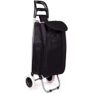 Relaxdays boodschappentrolley, 2 wieltjes, telescopische handgreep, tot 35 kg, opvouwbaar, boodschappenkar, blauw