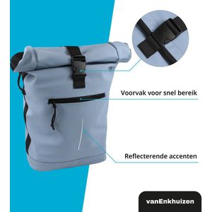 vanEnkhuizen Rolltop Rugzak met Laptopvak 15,6 Inch - 20 Liter - Waterafstotend en Thermo Materiaal - Lichtblauw