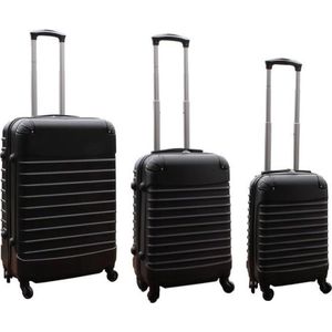 Fairdeals Kofferset 3-delig (42L /72L/121L/) - Koffer met Wielen, Reiskoffer, Trolley, Handbagage, Rolkoffer - Zwart - Cijferslot - Lichtgewicht ABS