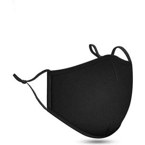 Zwart wasbaar mondkapje verstelbaar (3-pack) Katoenen elastische face mask - Stoffen mond masker herbruikbaar verstelbare mond kapje