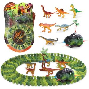 Dinosaurusbaan met poort 2 dino`s met licht één auto - Speelgoed