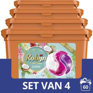 Robijn Kokos Sensation Wasmiddel 3 in 1 Wascapsules Collection - 4 x 15 wasbeurten - Voordeelverpakking