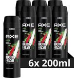 Axe Africa Bodyspray Deodorant - 6 x 200 ml - Voordeelverpakking