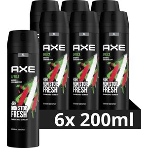 Axe Africa Bodyspray Deodorant - 6 x 200 ml - Voordeelverpakking