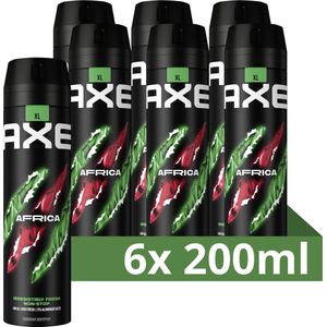 Axe Africa Bodyspray Deodorant - 6 x 200 ml - Voordeelverpakking