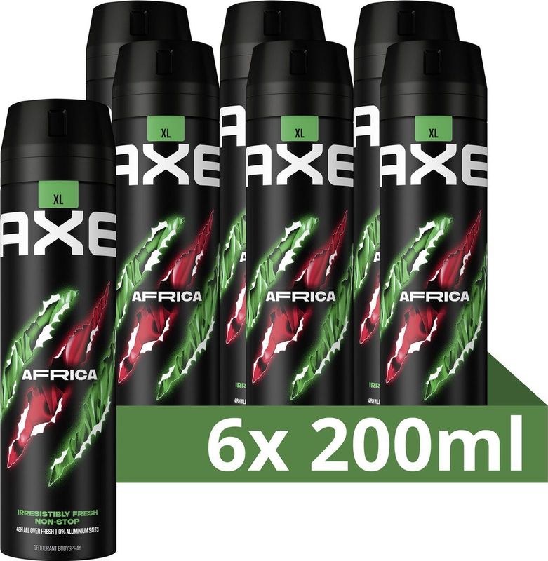 Axe Africa Bodyspray Deodorant - 6 x 200 ml - Voordeelverpakking