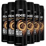 Axe Dark Temptation Bodyspray Deodorant - 6 x 200 ml - Voordeelverpakking