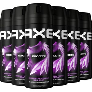 AXE Deodorant Bodyspray - Excite - met de frisse geur van kokosnoot en zwarte peper - 6 x 150 ml