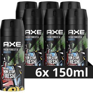 Axe Fresh Forest & Graffiti Bodyspray Deodorant - 6 x 150 ml - Voordeelverpakking