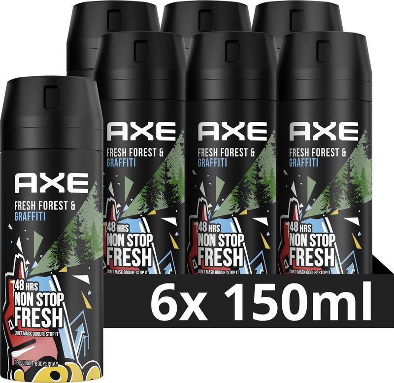 Axe Fresh Forest & Graffiti Deodorant Bodyspray - 6 x 150 ml - Voordeelverpakking