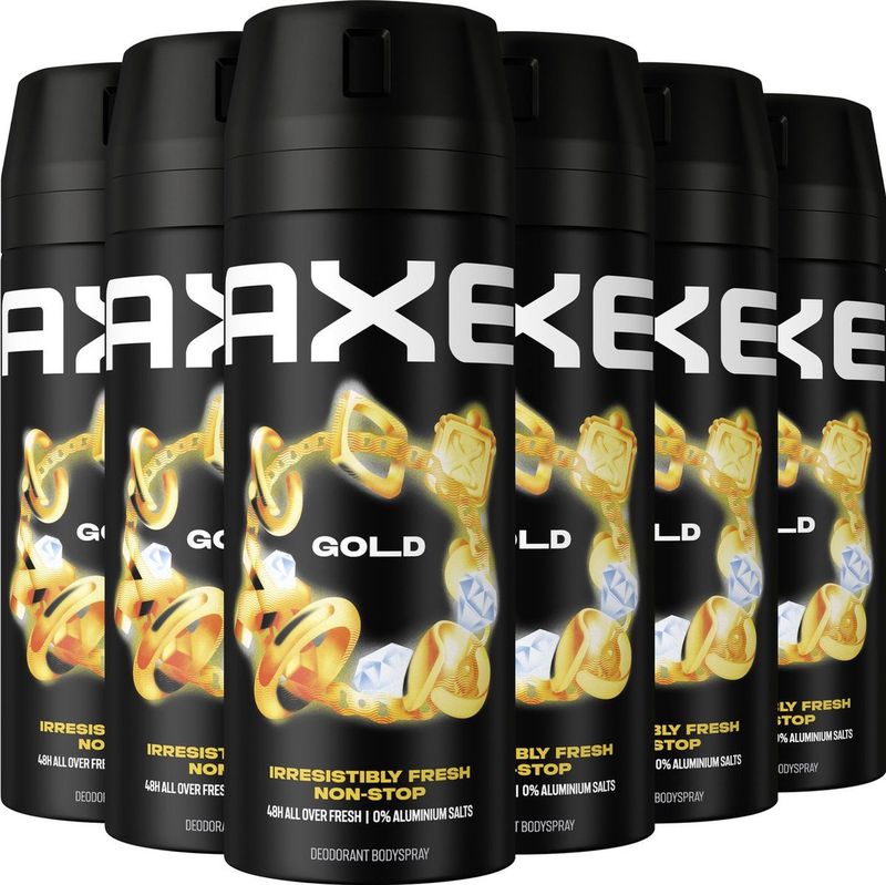 Axe Gold Deodorant Bodyspray- 6 x 150 ml - Voordeelverpakking