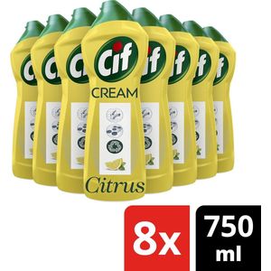Cif Citroen Cream Schuurmiddel - 8 x 750 ml - Voordeelverpakking