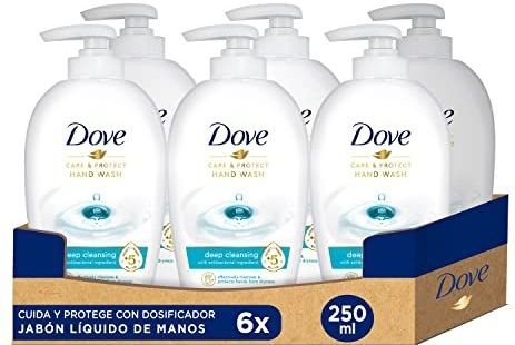 Dove Verzorgende Handzeep - Care & Protect - voor effectieve antibacteriële reiniging - 6 x 250 ml