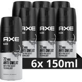 AXE Black Anti-Transpirant Spray - 6 x 150 ml - Voordeelverpakking