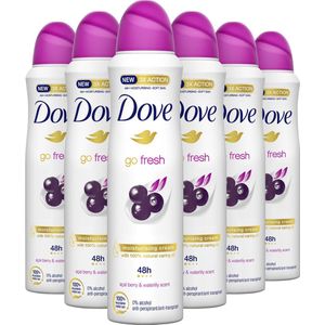 Dove Go Fresh Acai Berry & Waterlily Deodorant Spray Antitranspirant - 6 x 150 ml - Voordeelverpakking