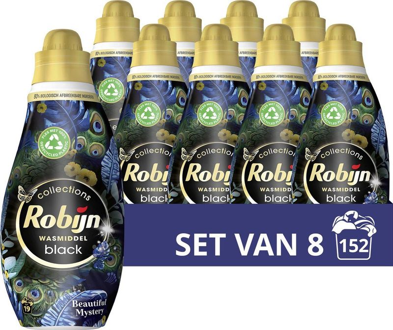 Robijn - Klein & Krachtig - Vloeibaar Wasmiddel - Zwart - 1000ml - Biologisch Afbreekbaar