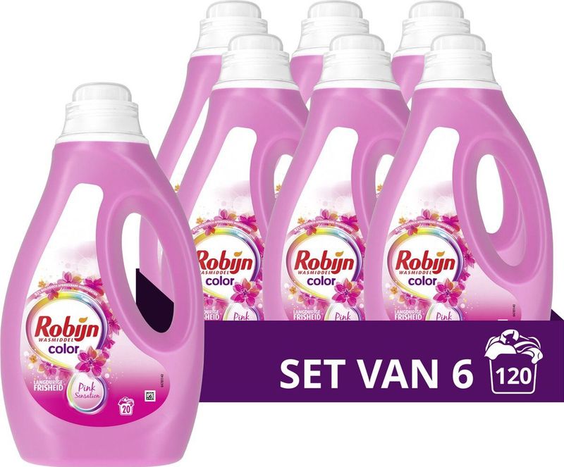 Robijn - Vloeibaar Wasmiddel - Color Pink Sensation - 6 x 20 Wasbeurten