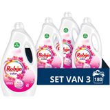 3x Robijn Vloeibaar Wasmiddel Color Pink Sensation 60 Wasbeurten 3 liter
