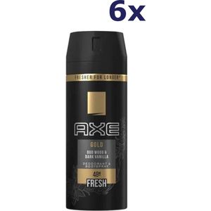 AXE Men Deodorant / Bodyspray ""Gold - Oud Wood & Dark Vanilla"", verpakking van 6 stuks, 150 ml