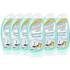 Duschdas Douchegel voor dames, verpakking van 6 stuks, zomer, frisse douchebad met fruitige frisse kokoswatergeur (6 x 250 ml), 1,5 l