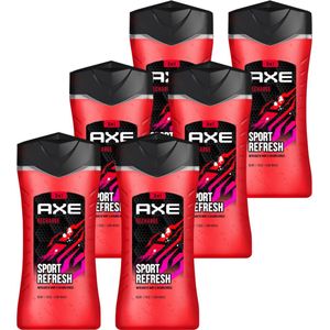 Axe - 3-in-1 Douchegel, Facewash & Shampoo Mannen- Recharge Sport Refresh – 12 uur Lange Onweerstaanbare Frisse Geur van Artic Mint en Cool Spice - Voordeelverpakking 6 x 250 ml