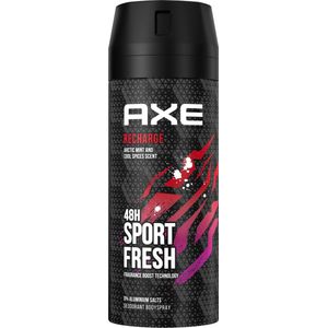Axe Bodyspray Navulverpakking Sport Fresh deodorant zonder aluminium bestrijdt bacteriën die geurtjes en onaangename geuren veroorzaken, 150 ml
