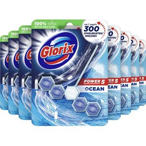 Glorix Power 5 WC Blokjes - Ocean - 9 stuks - Halfjaarbox - Voordeelverpakking