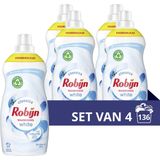 4x Robijn Klein & Krachtig Wasmiddel Stralend Wit 34 Wasbeurten 1,19 liter