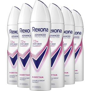 Rexona Advanced Protection Anti-Transpirant Spray - Biorythm - met Body Heat Activated Technologie - 6 x 150 ml