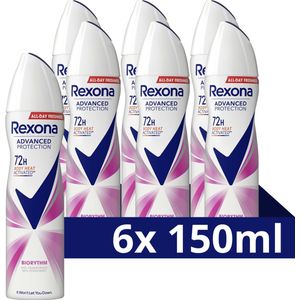 Rexona Women Advanced Protection Anti-Transpirant Spray - Biorythm - met Body Heat Activated Technologie - 6 x 150 ml