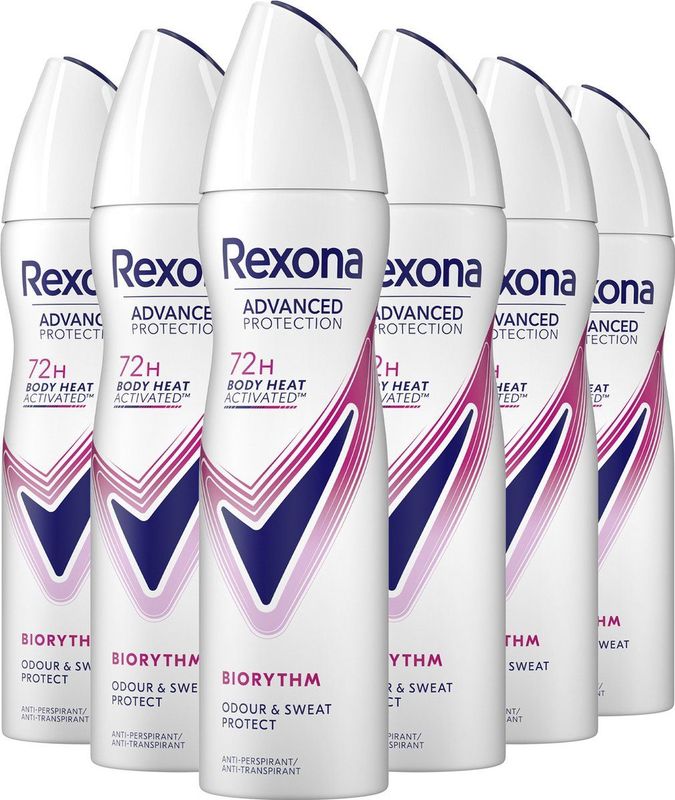 Rexona Advanced Protection Anti-Transpirant Spray - Biorythm - met Body Heat Activated Technologie - 6 x 150 ml