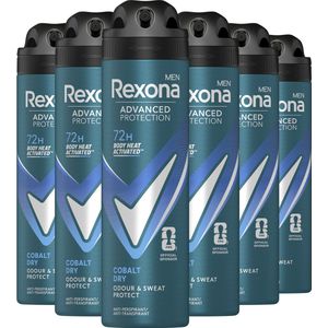 Rexona Men Advanced Protection Cobalt Dry Anti-Transpirant Spray - 6 x 150 ml - Voordeelverpakking