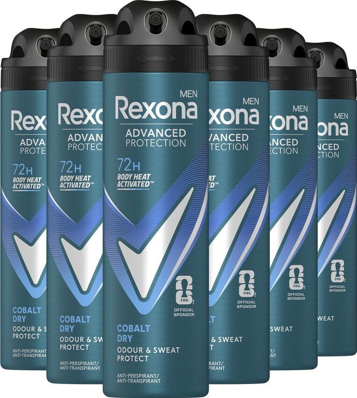 Rexona Men Advanced Protection Cobalt Dry Anti-Transpirant Spray - 6 x 150 ml - Voordeelverpakking