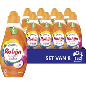 Robijn Klein & Krachtig Vloeibaar Wasmiddel Color  665 ml (8 flessen - 152 wasbeurten)