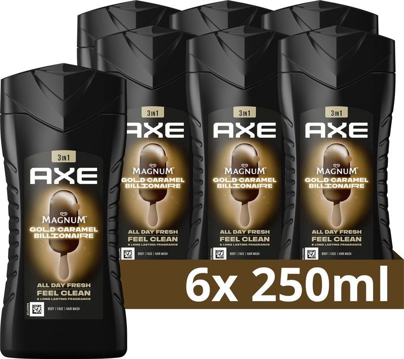 AXE Limited Edition Magnum Gold Caramel Billionaire 3-in-1 Douchegel - 6x250ml - Voordeelverpakking