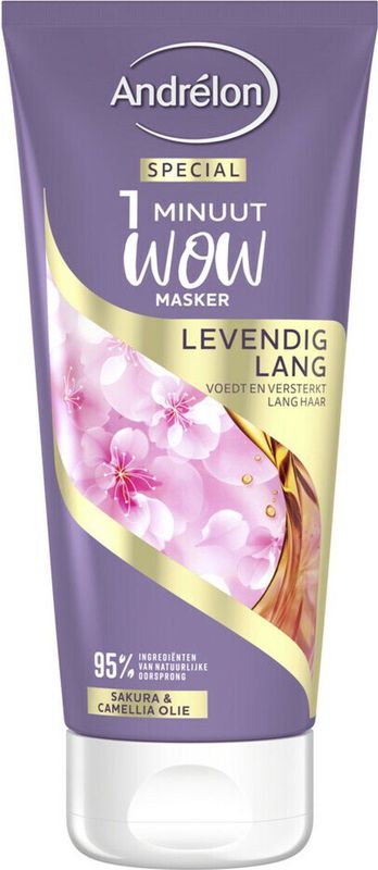 Andrelon 1 Minuut Wow Masker Levendig Lang 180 ml